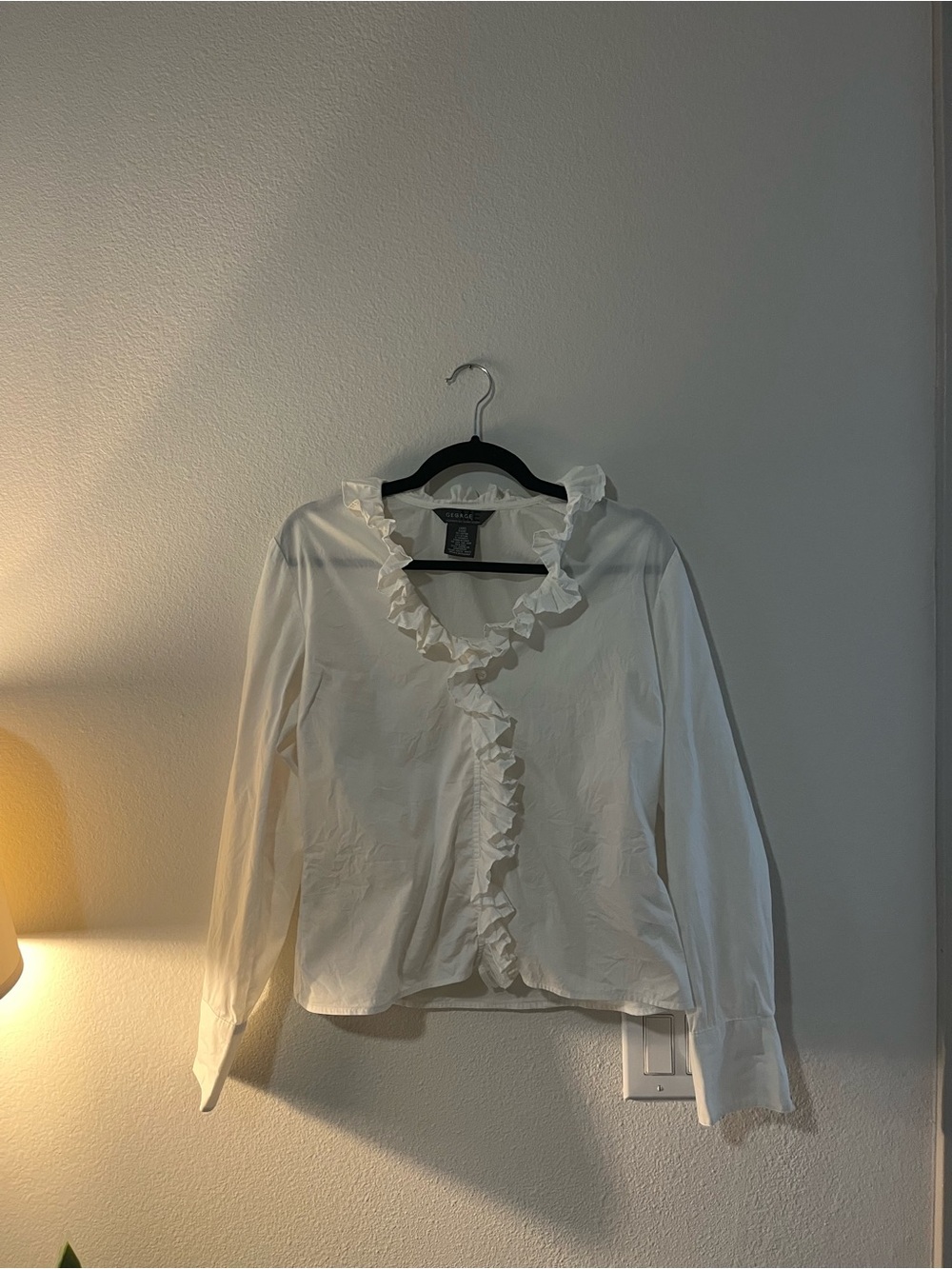 George White Ruffle V-Neck Button-Down Blouse - Picture 2 of 4